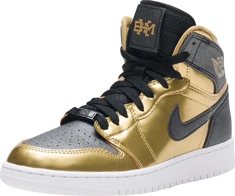 Air Jordan 1 Retro High GG Black History Month Sneakers, Gold