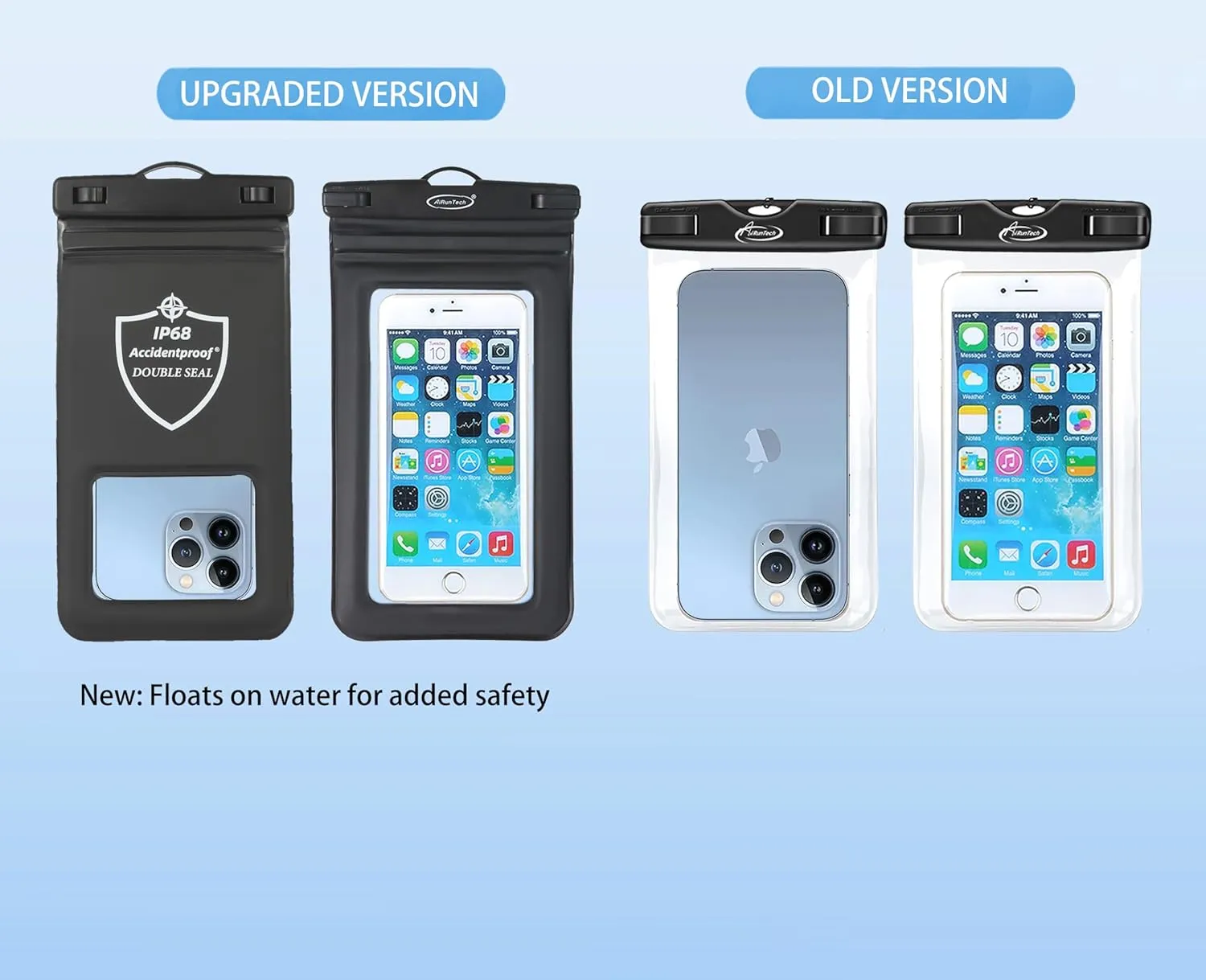 AiRunTech Waterproof Phone Pouch,Waterproof Phone Case with Lanyard Protector for iPhone 15 14 13 12 11 Pro Max,Waterproof Cellphone Bag Beach Cruise Ship Essentials Vacation Accessories