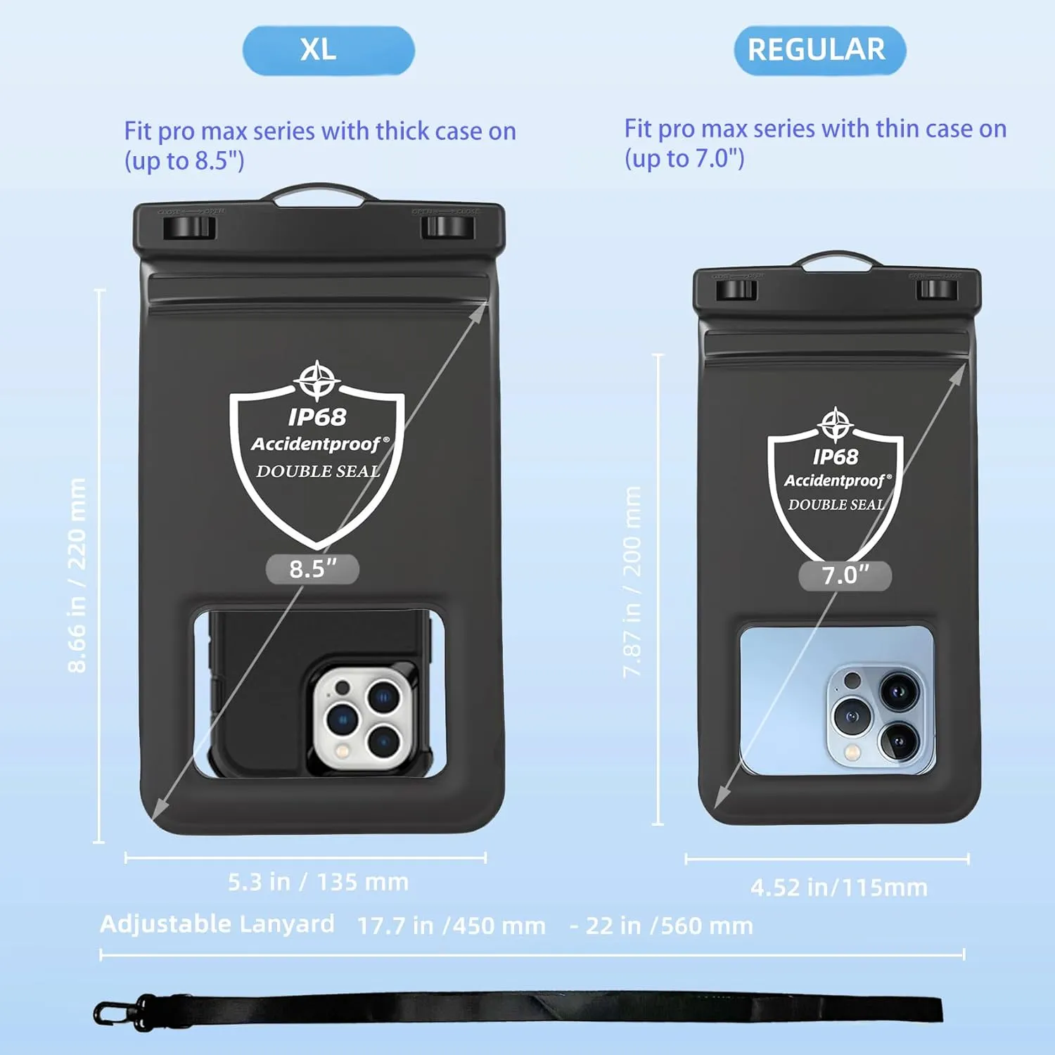 AiRunTech Waterproof Phone Pouch,Waterproof Phone Case with Lanyard Protector for iPhone 15 14 13 12 11 Pro Max,Waterproof Cellphone Bag Beach Cruise Ship Essentials Vacation Accessories