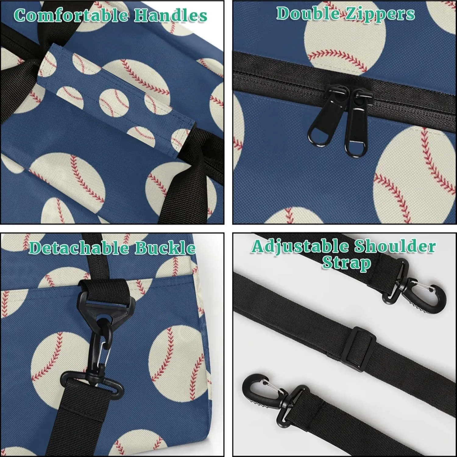 Baseball Navy Blue 18 inch Small Gym Bag for Women and Men, Lightweight Carry On Weekender Bag Mini Duffel Bag for Travel Sports Workout