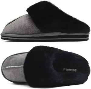 Black Fluffy Memory Foam Non-Slip Winter House Slippers