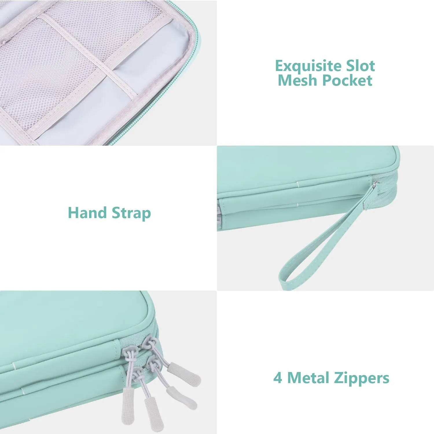 DDgro Tech Organizer Travel Carrying Case Cables Pouch Organize and Storage Accessories Electronics Cords Charger Earphones Power Bank (Mint Green, PU-M)
