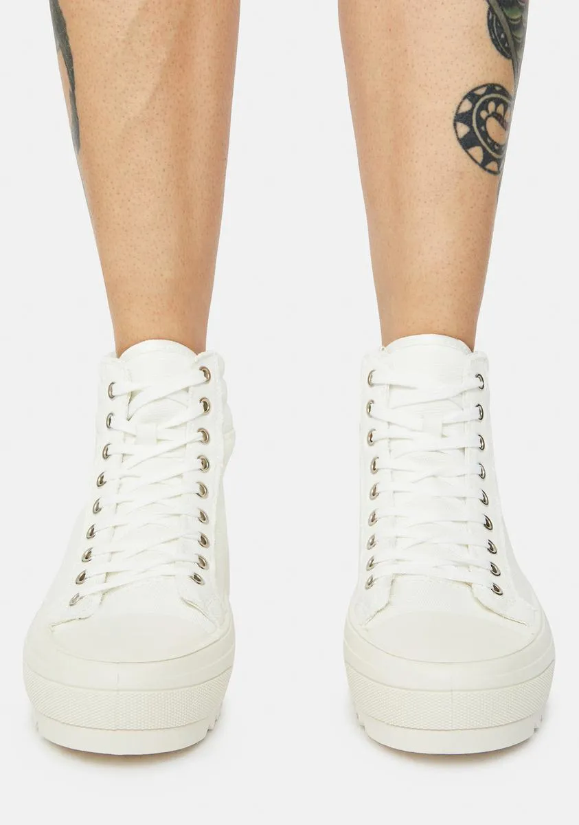 Ivory Get On My Level Platform High Top Sneakers
