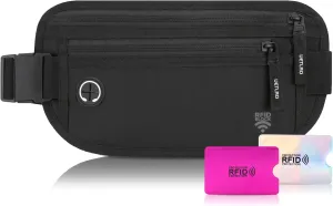 Passport Holder for Travel for Men and Women Hidden Money Belt Black Travel Wallet with RFID Blocking Sleeve Fanny Pack for Men