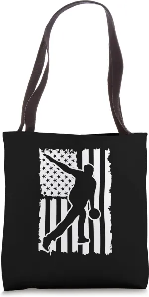 Patriotic Bowling Silhouette USA Flag Tote Bag