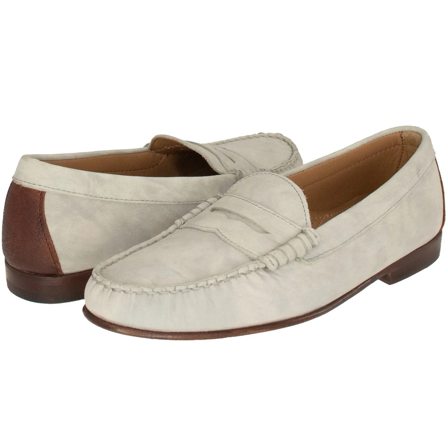 Preston Washed Calfskin Penny Loafer in Grey by T.B. Phelps