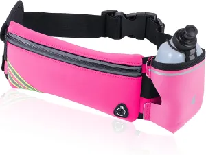 Running Belt Bag with Water Bottle Holder,Waterproof Fanny Pack Women Kid Hip Waist Bag for Hiking Jogging Cycling Walking,Workout Waist Pack iPhone 16 15 14 13 12 11 Pro Max Xs 16e Xr X Plus