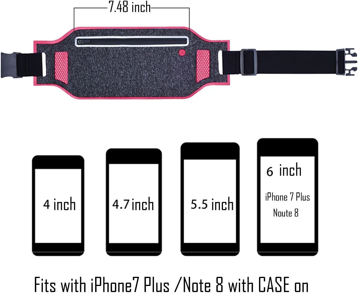 Running Waist Pack, Lightweight Water Resistant Reflective Runner Belt Sports Fanny Pack Adjustable Waistband
