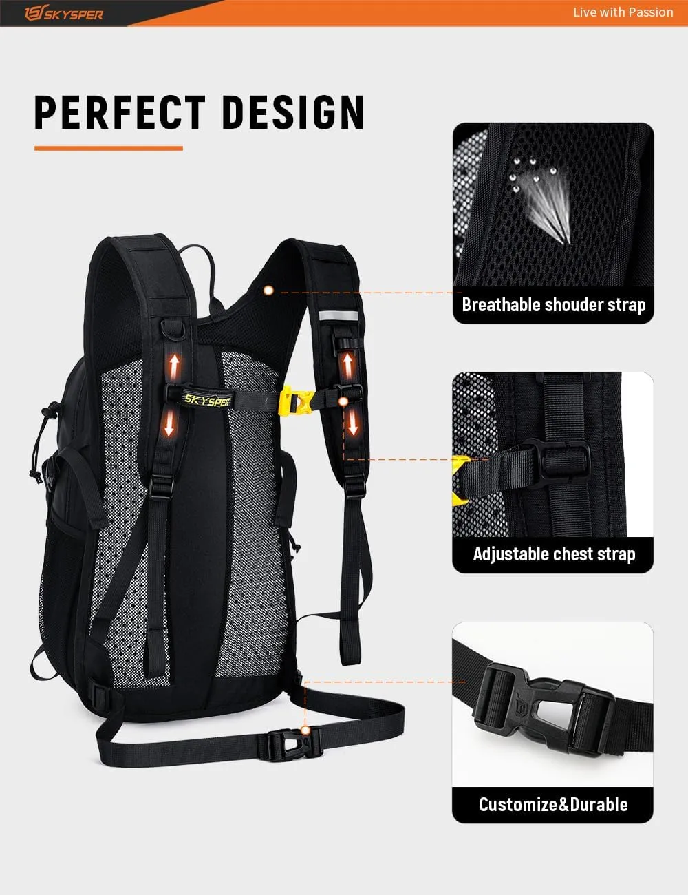 SKYSPER Hiking Backpack - 20L Small Hiking Daypack Lightweight Hiking Backpack, Breathable Day Pack, Backpacking for Women Men