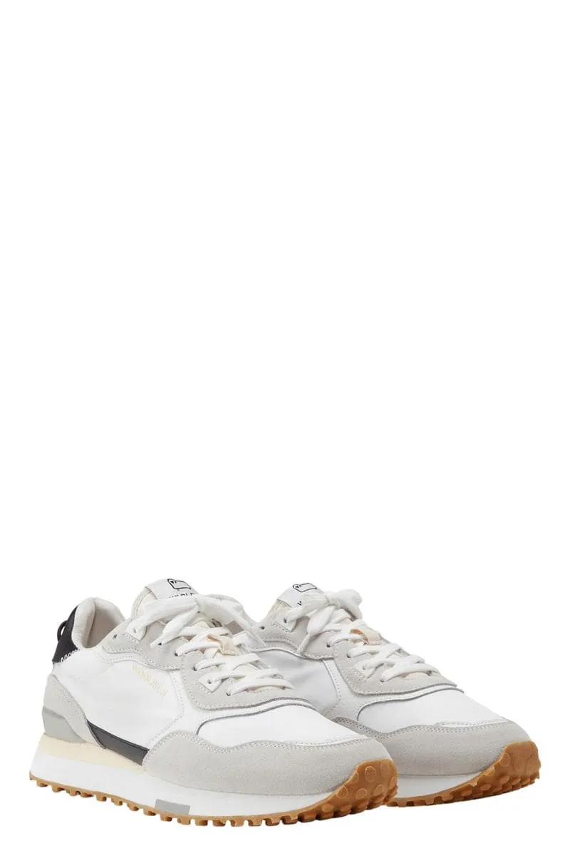 Sneakers retro in pelle con dettagli in nylon